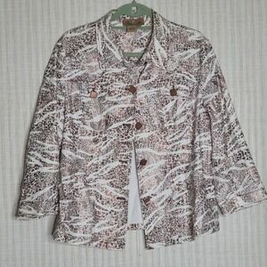 Peck & Peck Weekend Women's Size 16 Animal Print Blazer Jacket